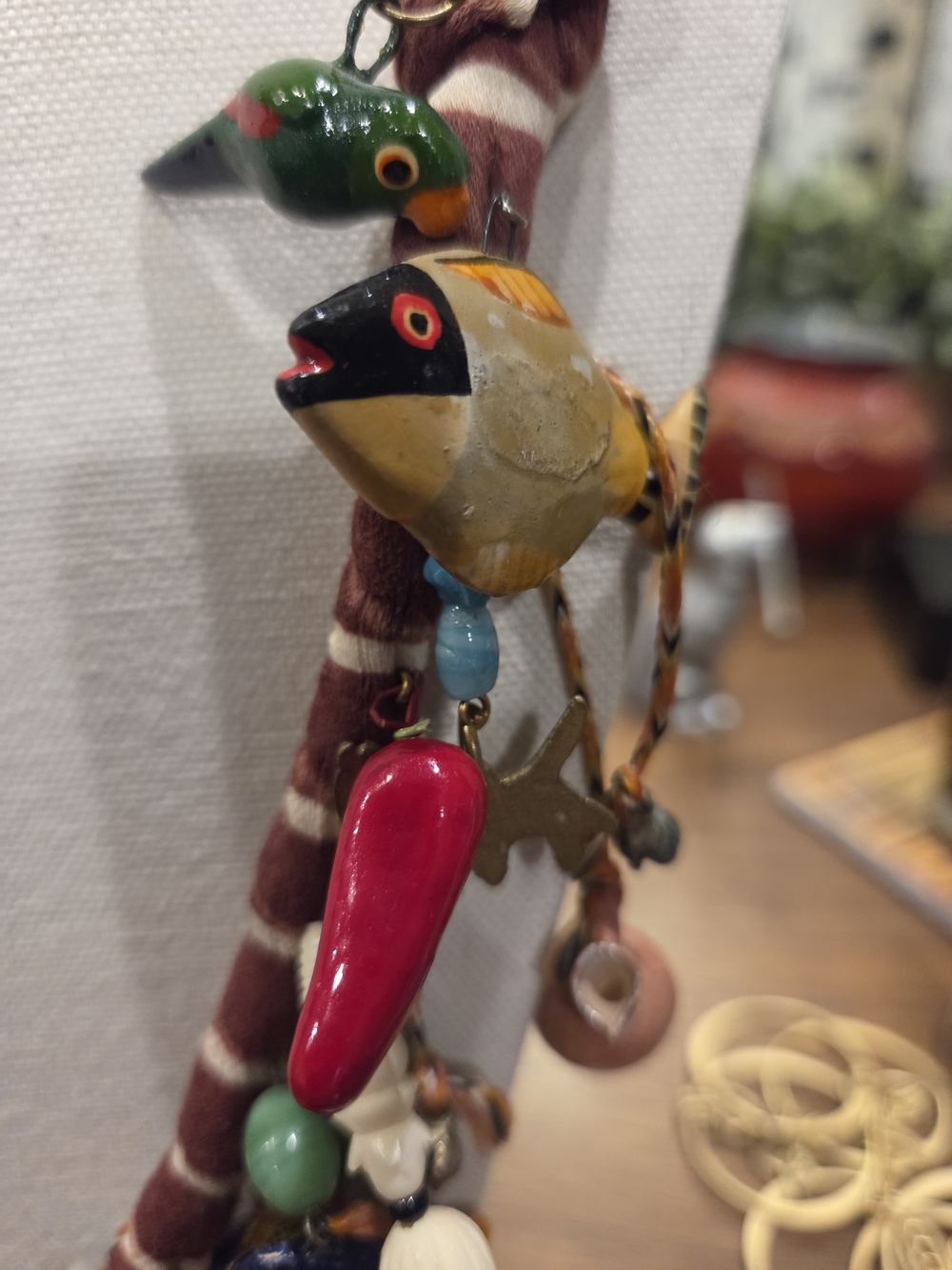 Handcrafted Multicolor Beaded Charm Necklace - Folk Art - Picture 10 of 13